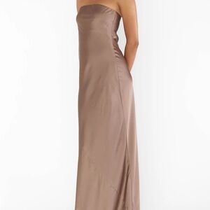 Show Me Your MuMu Taylor Tube Dress in Dune Satin